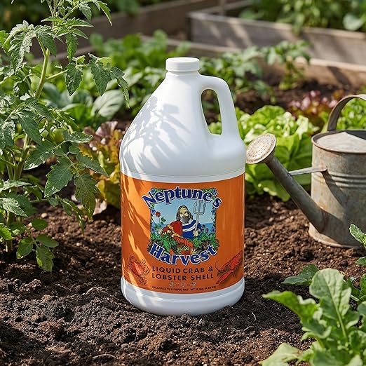 Neptune’s Harvest Organic Crab &amp Lobster Shell Multi-Purpose Liquid Fertilizer (2-0-2) - 1 Gallon Bottle - Rich in Nutrients Soil Fertilizer - Plant Food for Lawns Gardens and Vegetables