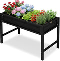 YEFU HIPS Raised Garden Bed: 48x24x30in Black Raised Garden Beds Outdoor with Drainage &amp Legs - Planter Boxes Outdoor for Herb Vegetable Plant Gardening on Patio Deck for Suburban Homeowners