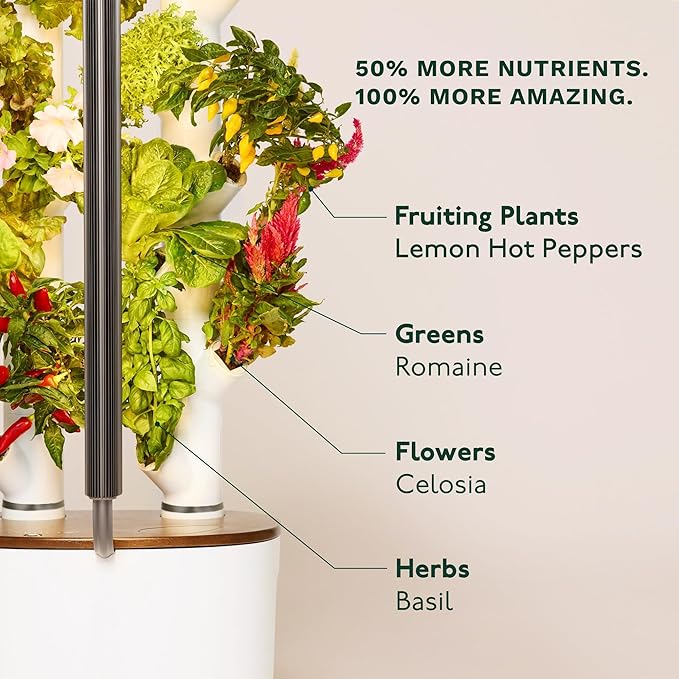 New &amp Improved! Gardyn Studio 2 Hydroponics Growing System - 16 Non-GMO Plants Herbs Vegetables - Smart Tower - Hydroponic Herb Garden Planter Indoor Kit - Indoor Gardening System w/Grow Lights