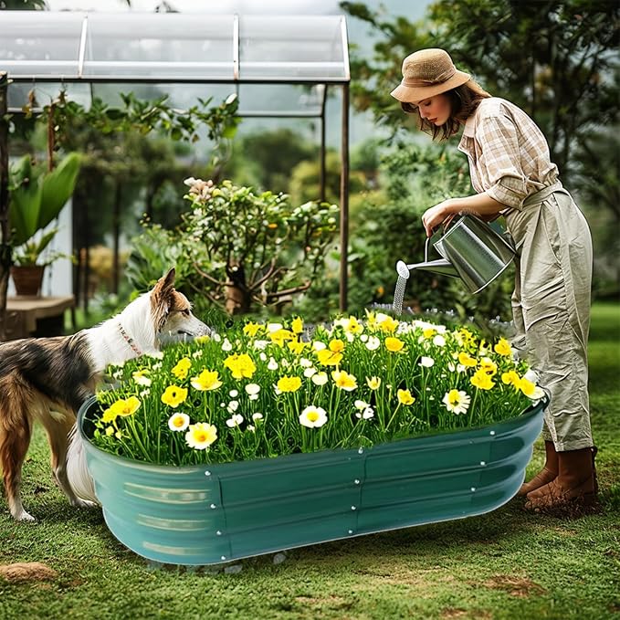 Raised Garden Bed Raised Beds for Gardening Outdoor for Vegetables and Flowers Ground Planter Box Galvanized Metal Planter Grow Garden Box4x2x1ft