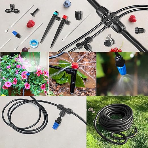 243FT Drip Irrigation Kit Drip Irrigation System with 1/2'' Hose1/4 Drip Irrigation Tubing 2025New Quick-Connect Three Adjustable Nozzle Types for Garden Greenhouse Flower Bed Patio Lawn