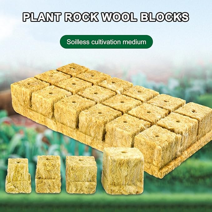 Rock Wool Hydroponic Grow Media Cubes Garden Seedling Block Water Cultivation Seeding Sowing Germination Culture Substrate