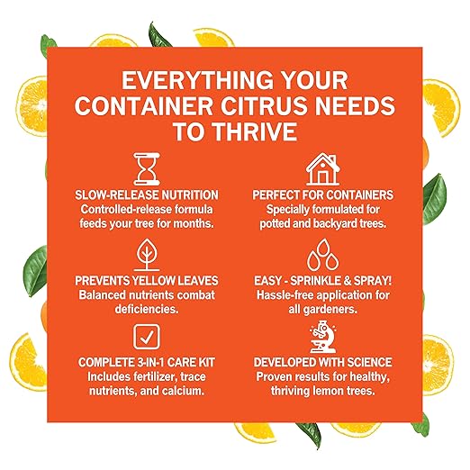 Citrus Tree Fertilizer Kit - Complete 3-in-1 Plant Food with NPK Granules Liquid Micronutrients &amp Calcium for Container Lemon Orange Lime Trees 3-Month Supply for Indoor Outdoor Citrus Plants