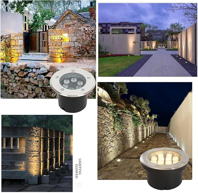 Submersible LED Fountain Light - LED Underwater Pond Lamp IP68 Waterproof LED Landscape Lights 24V Low Voltage Recessed LED Spotlight Outdoor Buried LightsRed-9W