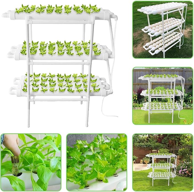 ZAIHW Indoor Hydroponics Growing SystemHydroponics Growing System Kit3 Layers/108 Sites Food PVC Pipes Planting Vegetables Garden Tools for VegetablesFruitsPlant(Upgraded Version)