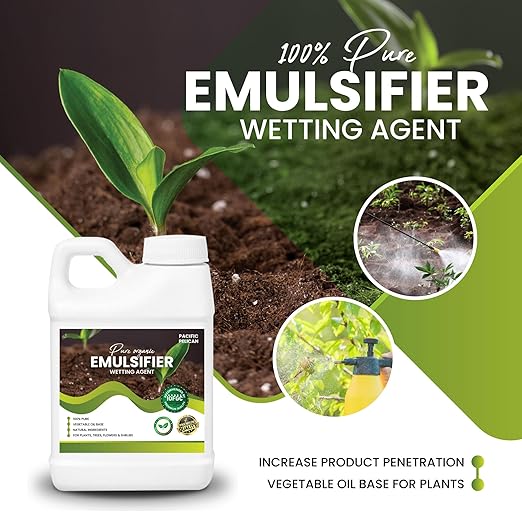 Pure Organic Unscented Emulsifier (Wetting Agent) - 100% Pure Vegetable Oil Base for Plants Trees Flowers &amp Shrubs - Premium Quality (1 Gallon)