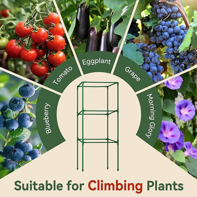 Halatool Heavy Duty Tomato Cages for Garden 45 Inch Metal Square Tomatoes CageAdjustable Folding Tomato Trellis for Climbing Plants Vegetables Flowers Fruits2 Pack