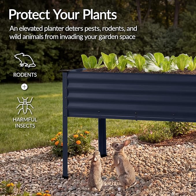 Best Choice Products 48x24x30in Galvanized Raised Garden Bed Metal Elevated Planter Box Vegetable Garden for Backyard Patio Balcony - Navy Blue