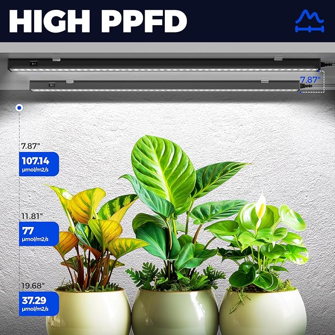 Barrina T5 Grow Lights for Indoor Plants 2FT 5000K Full Spectrum LED Grow Light with Black Cover T5 Grow Light Strip Under Cabinet Plant Light with Switch Cord Linkable Plug and Play 4 Packs