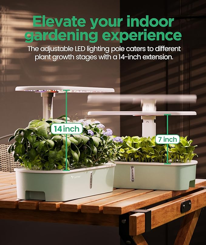 LetPot LPH-Air Hydroponics Growing System Kits APP &amp WiFi Controlled Smart Indoor Garden with Adjustable 24W Grow Light Full Spectrum 10 Pods Planter Indoor Gardening for Gifts Kitchen Vegetab