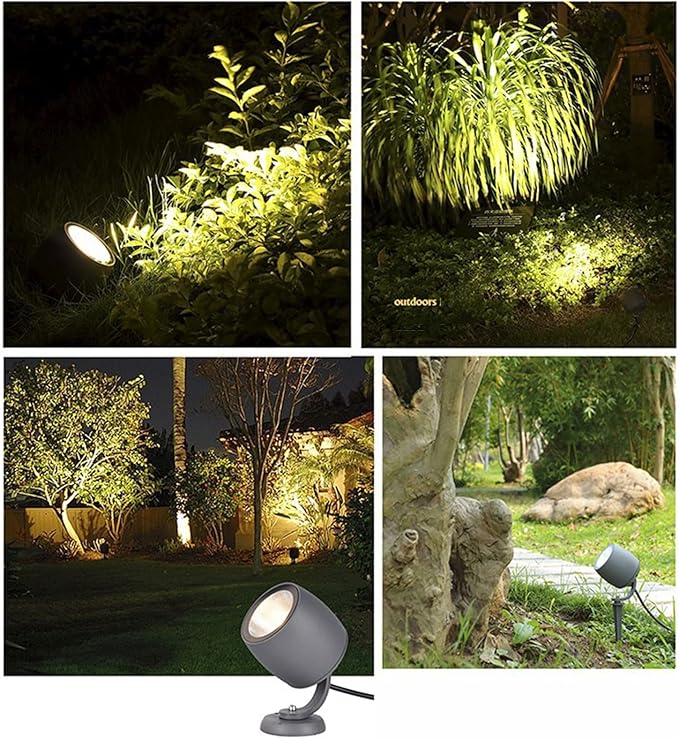 Outdoor Led Spot Lights COB Landscape Light IP65 Waterproof 360° Rotation COB Spotlights for Courtyard Hotel Yard Path Decor(White10W-AC24V)
