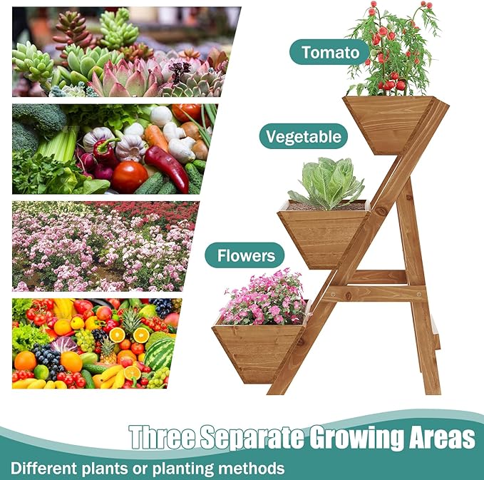 Small Raised Garden Bed 3 Tier Vertical Garden Planter for Indoor &amp Outdoor Raised Planter Box with Legs