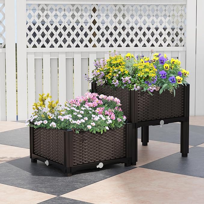 S AFSTAR Raised Garden Bed with Removable Legs &amp Brackets 6 Pack Elevated Garden Planter Kits for Flowers Fruits Vegetables Multiple Combination Planting Box Container for Garden Patio Balcony