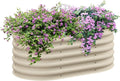 3.5' x 2' x 1.4' Galvanized Raised Garden Bed Kit Outdoor Metal Elevated Planter Box with Safety Edging Easy DIY Stock Tank for Growing Flowers Herbs Vegetables Cream