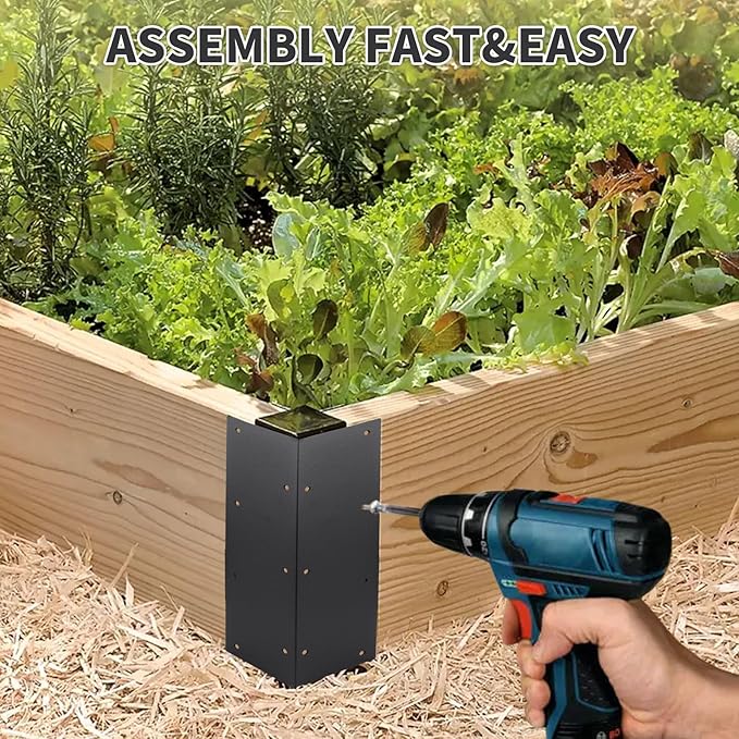 Set of 8 Raised Garden Bed Corner Brackets with Wood Screws for 20-24 Bed Heavy Duty Corner Brace Metal Brackets for Wood L Bracket Metal Connectors for Vegetable Planter Garden (8 Pack)