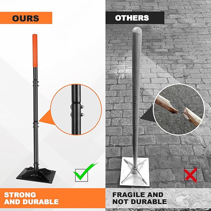 Garden Steel Tamper with 45 Inch Handle Hand Ground Tamper Tool Durable Plate Soil Compactor Garden Heavy Duty Ideal Tool for Leveling Soil Gravel Asphalt Driveway