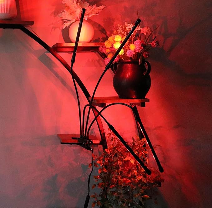 Plant Grow Light - 6000K Full Spectrum with Adjustable Red &amp White LEDs 10-Level Dimming USB Powered Clip-On Lamp for Indoor Plants Timer Function (4 Head)