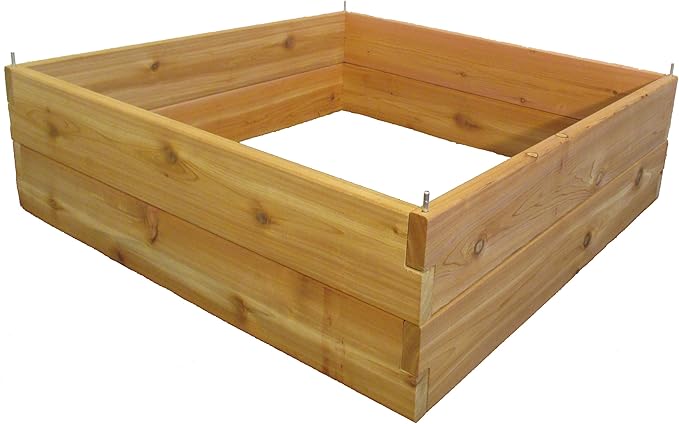 Infinite Cedar 3 ft x 3 ft x 11 in Raised Garden Bed Kit - Made from 1 Thick Western Red Cedar from North America