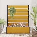 Vertical Screen Planter Bed - Raised Garden Box with Trellis for Climbing Plants Durable Privacy Fence Planter for Outdoor Patio Deck Aluminum Frame Yellow Teak