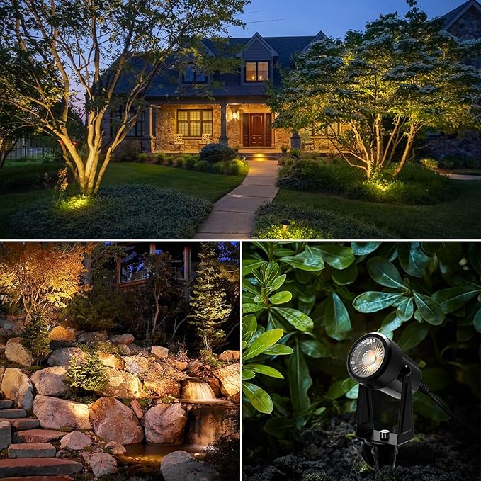 SUNTHIN Solar Landscape Lights Solar Spot Lights Outdoor Auto On/Off Waterproof Lanscape Lighting for Yard Garden Lawn Plant Tree Wall Fence (Warm White)