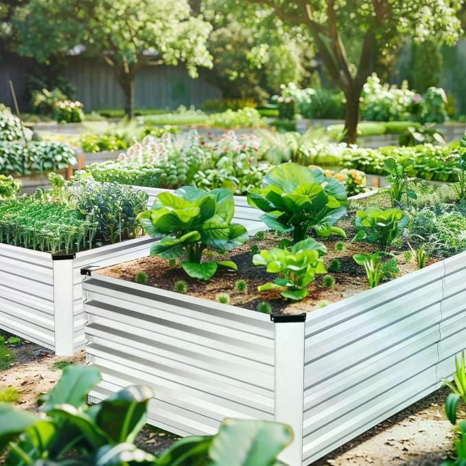 Homdox 6x3x2FT Galvanized Raised Garden Bed 0.8mm Thickened Planter Raised Beds Large Metal Planter Box for Vegetables Flowers Herbs and Succulents 269 Gallon Capacity Silver