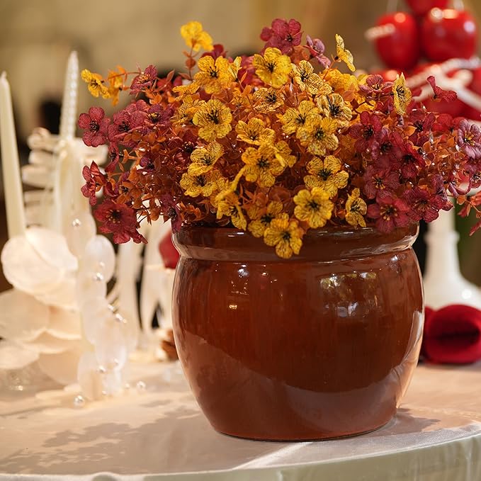 Handmade Rust Red Ceramic Plant Pots Set of 3 15129 Inch Diameter Indoor Outdoor Flower Pots for Tables Couchside Balcony Garden Breathable Clay with Drainage Hole