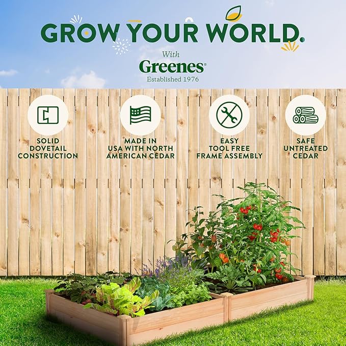 Greenes Fence Premium Cedar Raised Garden Bed 36 x 72 x 11 (3/4 Thick) - Made in USA with North American Cedar
