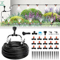 Mist Drip Irrigation System for Garden Watering 60FT 1/2 &amp 1/4 Quick-Connect Micro Misting kit for Greenhouse Plant Lawn Raised Bed Vegetable Flower. Hanging or Inground Misters Sprinkler