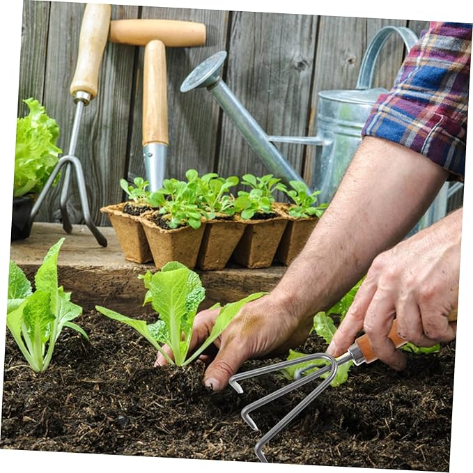 Garden Tool Set Complete Kit Rake Shovel Hoe Trowel Durable Stainless Steel Comfortable Wooden Handle for Gardening