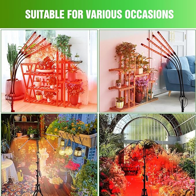 LED Grow Lights for Indoor PlantsLED Plant Grow Light with StandLed Full Spectrum10 Dimmable Levels3 Modes TimingTripod Adjustable 15-72 inch.