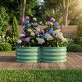 Raised Garden Bed 2 Pack Galvanized Raised Garden Bed Outdoor 4x4x1ft Raised Beds for Gardening Vegetables Metal Planter Boxes with Petal-Edge Design 48x48x12 Set of 2 Green
