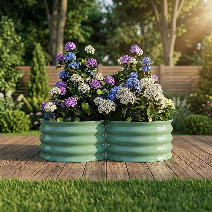 Raised Garden Bed 2 Pack Galvanized Raised Garden Bed Outdoor 4x4x1ft Raised Beds for Gardening Vegetables Metal Planter Boxes with Petal-Edge Design 48x48x12 Set of 2 Green