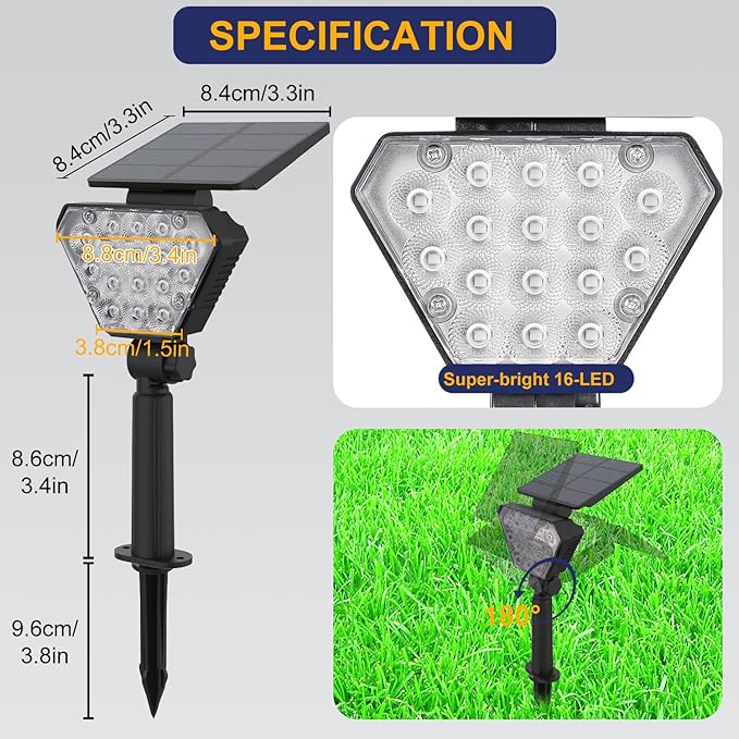 T-SUN Solar Spotlights Outdoor Color Changing Landscape Lights Halloween Lights Outdoor IP65 Waterproof Landscape Lighting Auto On/Off for Garden Yard Lawn Pathway 12-Pack