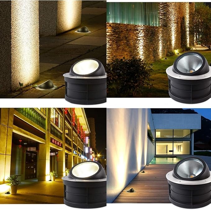 Recessed LED Outdoor Spotlight Adjustable Landscape Lights IP67 Waterproof Spotlights for Illuminating Palm Trees Stone WallsWhite-20W