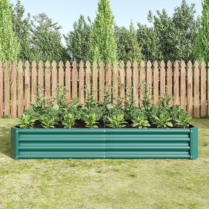 6x3x1FT Galvanized Metal Raised Garden Bed Rectangle Outdoor Planter Box for Vegetables Flowers Herbs Fruits Multi-Purpose Backyard Patio Planter Raised Beds Green