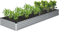 12x4x1FT Galvanized Raised Garden Bed KitVegetable Boxes-Rectangle Metal Flower BoxLarge Planter Raised Beds Outdoor Garden for PlantingFruitHerb-Silver