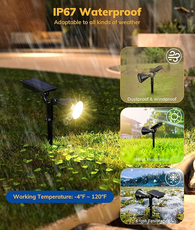 Solar Spot Lights for Outside 21 LED Outdoor Solar Lights for Yard 4 Pack Solar Spotlights Waterproof Auto On/Off for Landscape Wall Garden Pool Tree Pathway and Driveway(Warm White)