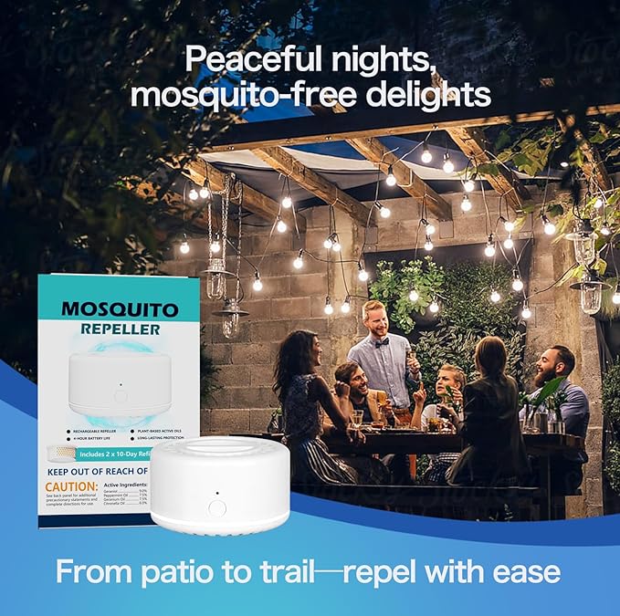 Mosquito Repellent Outdoor Patio Bug Repellent Outdoor Electronic Mosquito Repeller for Camping Outing Hiking Mosquito Control Device(2 Refill Citronella)