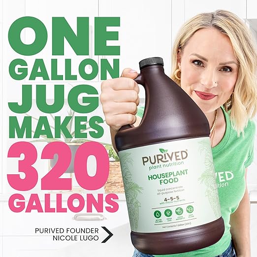 Purived 1gal All-Purpose Liquid Plant Fertilizer - Makes 320 Gallons for Indoor Houseplants All-Natural Groundwater Safe Made in USA