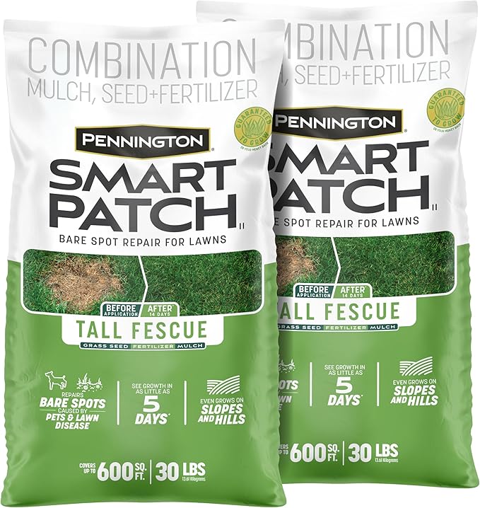 Pennington Smart Patch Tall Fescue 30lb 600 sq. ft. Grass Seed Bare Spot Repair with Mulch and Fertilizer