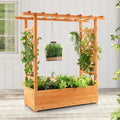 ORALNER Raised Garden Bed with Trellis Wooden Planter Box with Climbing Frame Outdoor Elevated Garden Box for Vegetables Herbs Flowers Fruits (Small)