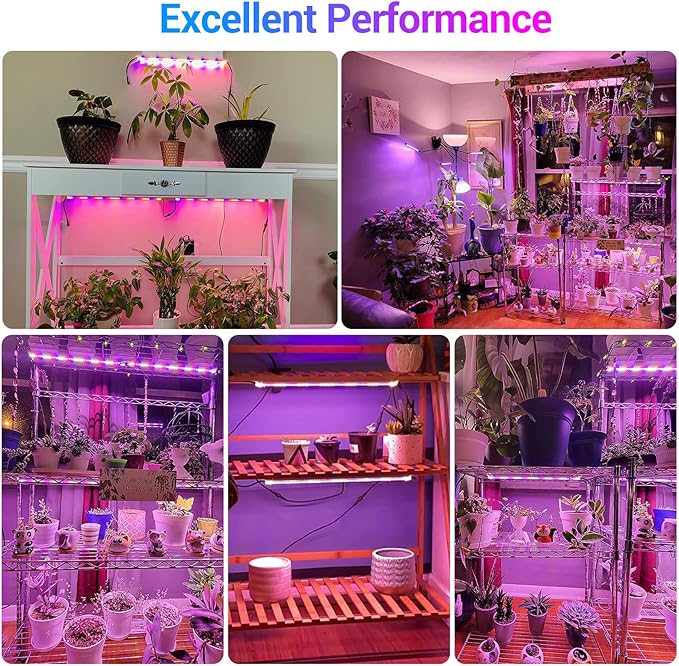 LED Grow Lights Strips for Indoor Plants 3 Working Modes &amp 10 Dimmable Levels Plant Lights with Auto Cycle Timer 3/9/12Hrs 36W Full Spectrum DIY Growing Lamps for Seedings Hydroponics 6 Strips