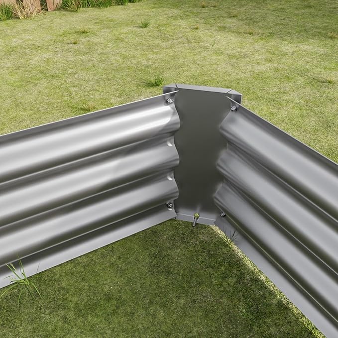 7.6x3.7x0.98FT Metal Raised Bed for Outdoor Flower Planters Vegetables Herb Galvanized Raised Garden Bed Kit Rectangular Large Metal Deep Root Planters with An Open Bottom (Silver with 4x2x1ft)