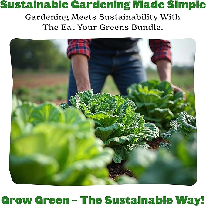 Epic Gardening Eat Your Greens Seed Kit - 7 Heirloom &amp Non-GMO Varieties Includes Kale Spinach Arugula &amp Romaine Lettuce Grow Fresh Greens for Salads Smoothies Healthy Meals Ideal for B