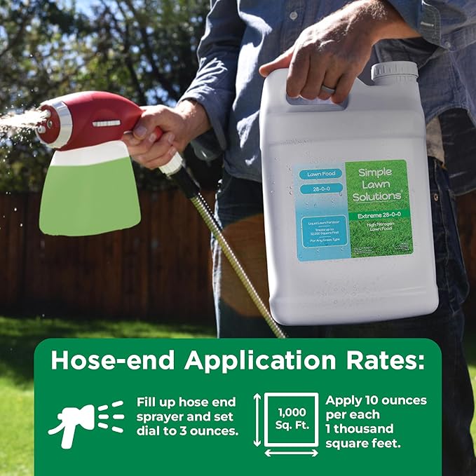 Maximum Green &amp Growth Fertilizer High Nitrogen 28-0-0 Lawn Food Liquid Fertilizer- Spring &amp Summer- Any Grass Type- Simple Lawn Solutions - Concentrated Quick &amp Slow Release Formula (2.5