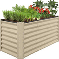 Best Choice Products 4x2x2ft Outdoor Metal Raised Garden Bed Deep Root Planter Box for Vegetables Flowers Herbs and Succulents w/ 119 Gallon Capacity - Beige