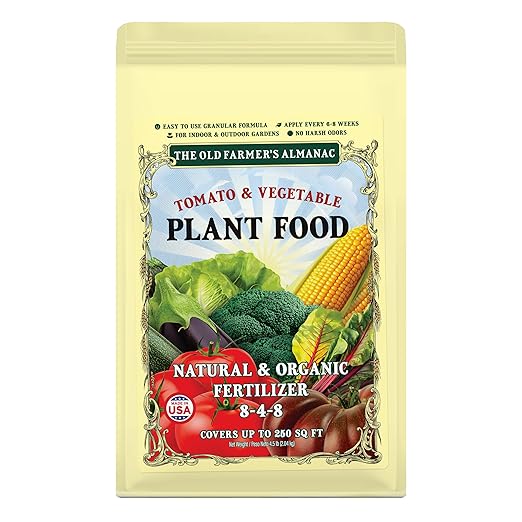 The Old Farmer's Almanac Organic Tomato &amp Vegetable Plant Food Fertilizer (4.5 Lbs - Covers 500 Square Feet) OFA-TV848