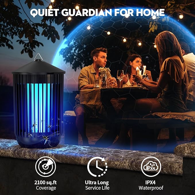 Bug Zapper Outdoor Indoor Mosquito Zapper Electric Fly Traps IPX4 Waterproof 20W Lamp Fly Insects Traps for Patio Garage Backyard Porch