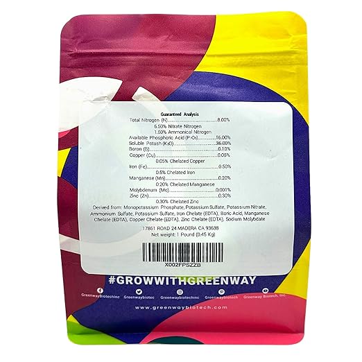 Greenway Biotech Inc. Cucumber Fertilizer 8-16-36 - Water Soluble with Chelated Micronutrients - Prevents Bitter Cucumbers - for Melons Squash Zucchini - Hydroponics Soil Foliar - 1 LB