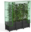 Onelike 48'' x 16'' x 55.5'' Plastic Raised Garden Bed with Greenhouse Cover and Trellis Vertical Tomato Planters for Climbing Plants Self Watering System Tomatoes Cage for PatioBlackLarge